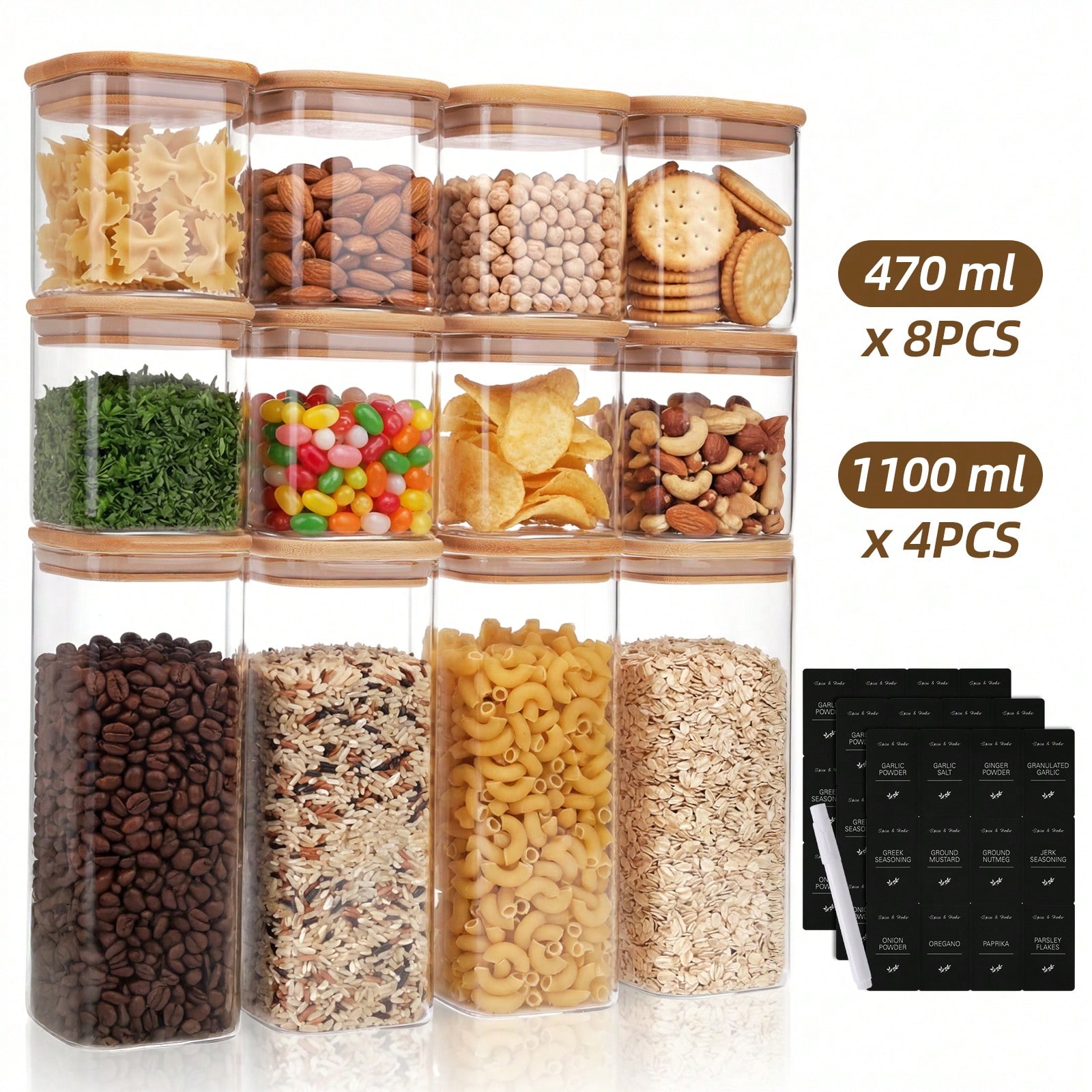 Kitchen Baking Pantry - Tomnk 12pcs Glass Food Storage Containers