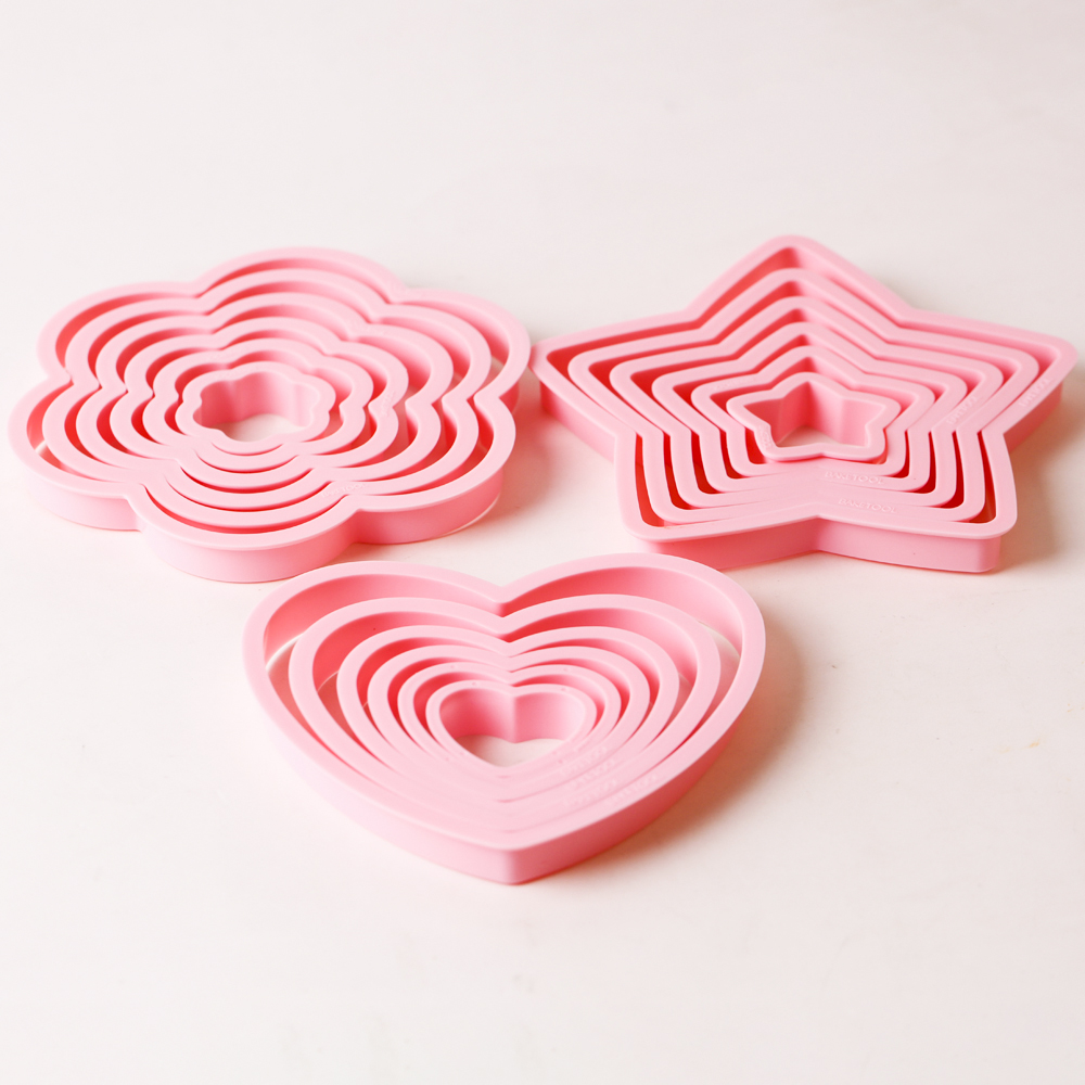 1set/3sets Pink Heart Star Flo - Kitchen Baking Molds review and price