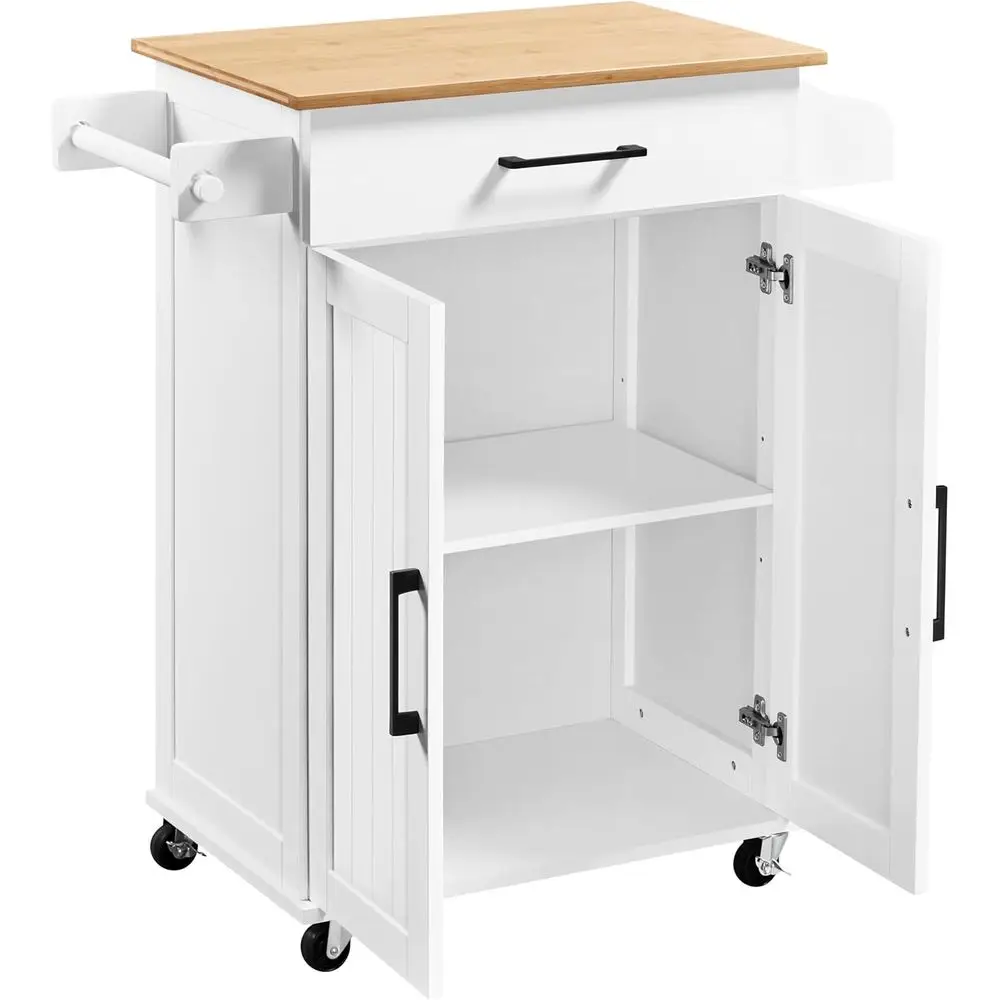 White Rolling Kitchen Cart wit - Kitchen Queen review and price