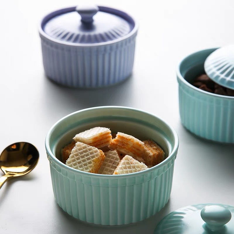 Ceramic Ramekin Bowl with Lid  - Kitchen Baking Tray Set review and price