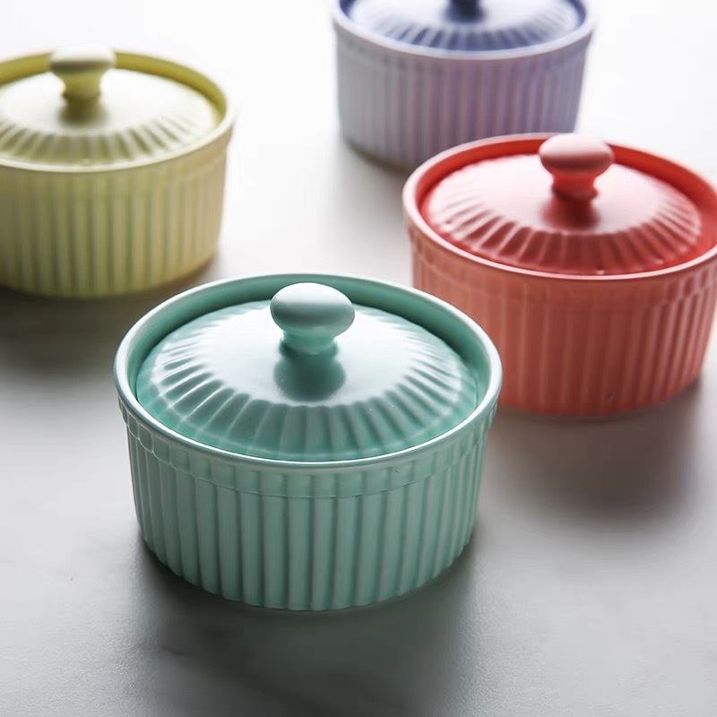 Ceramic Ramekin Bowl with Lid  - Kitchen Baking Tray Set review and price