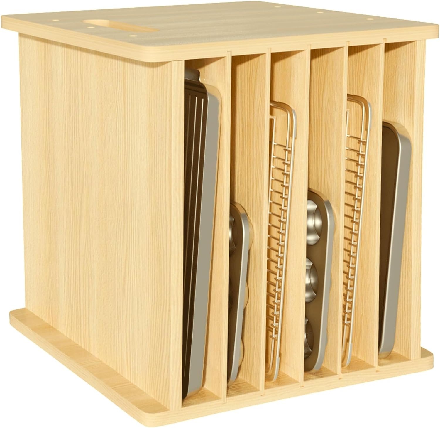 Wooden Bakeware Tray Divider O - Kitchen Cabinet Baking Sheet Organizer review and price