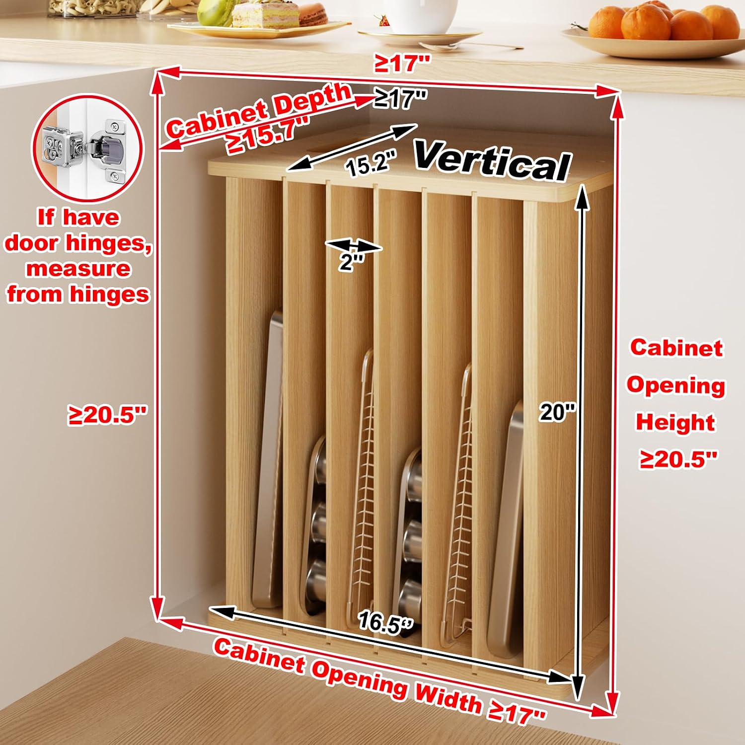 Wooden Bakeware Tray Divider O - Kitchen Cabinet Baking Sheet Organizer review and price