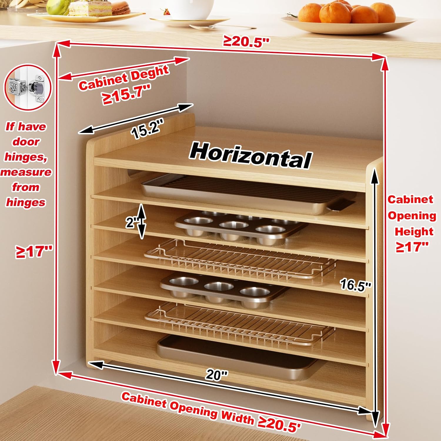 Wooden Bakeware Tray Divider O - Kitchen Cabinet Baking Sheet Organizer review and price