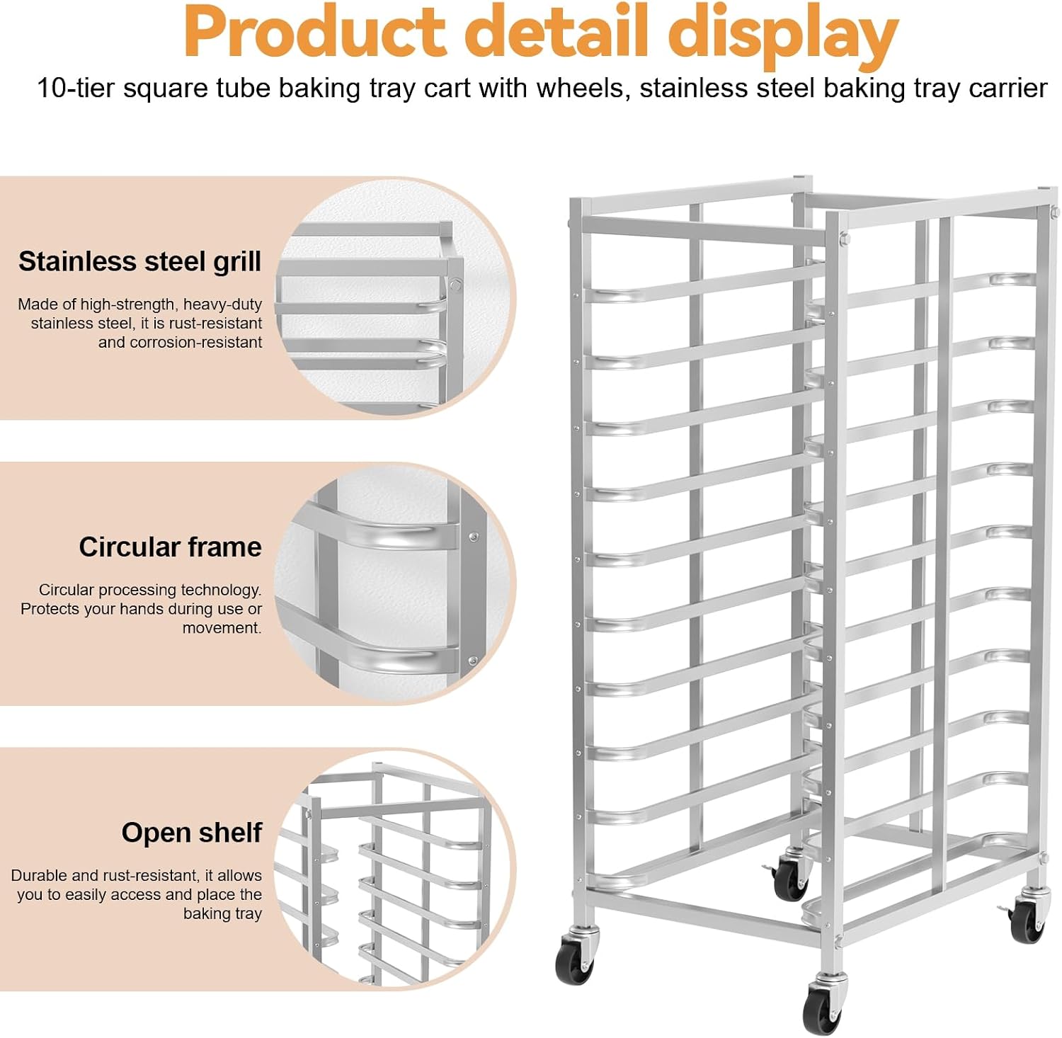 Commercial Stainless Steel Bak - Kitchen Baking Trolley review and price