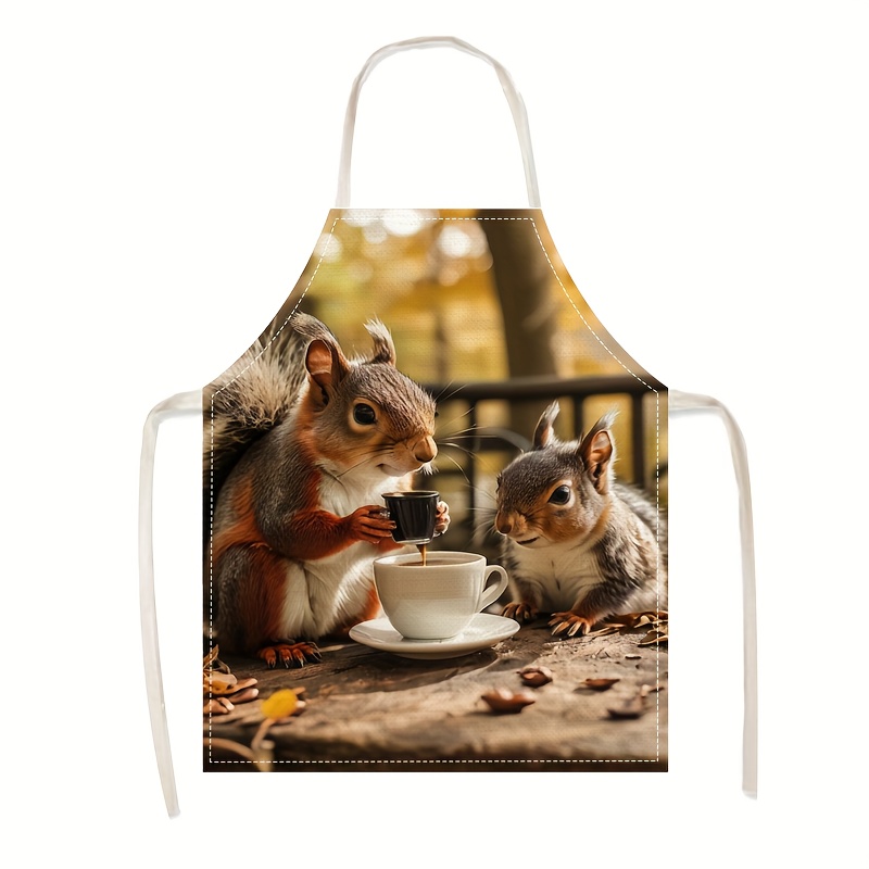 Linen Apron Squirrel Coffee Sc - Kitchen Baking Ideas review and price