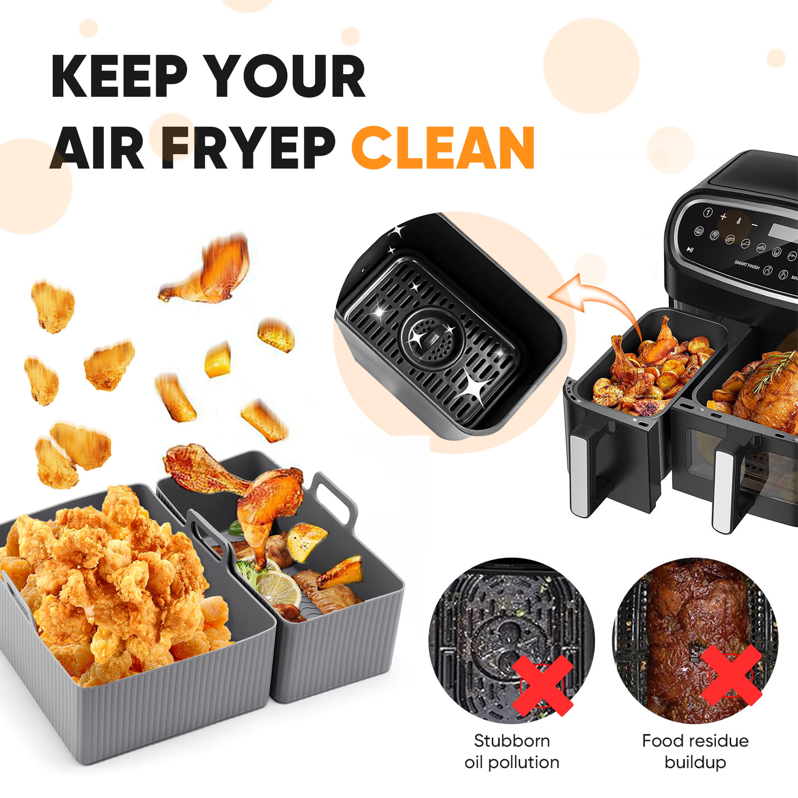 2pcs Set Silicone Air Fryer Ma - Kitchen Baking Tray Set review and price