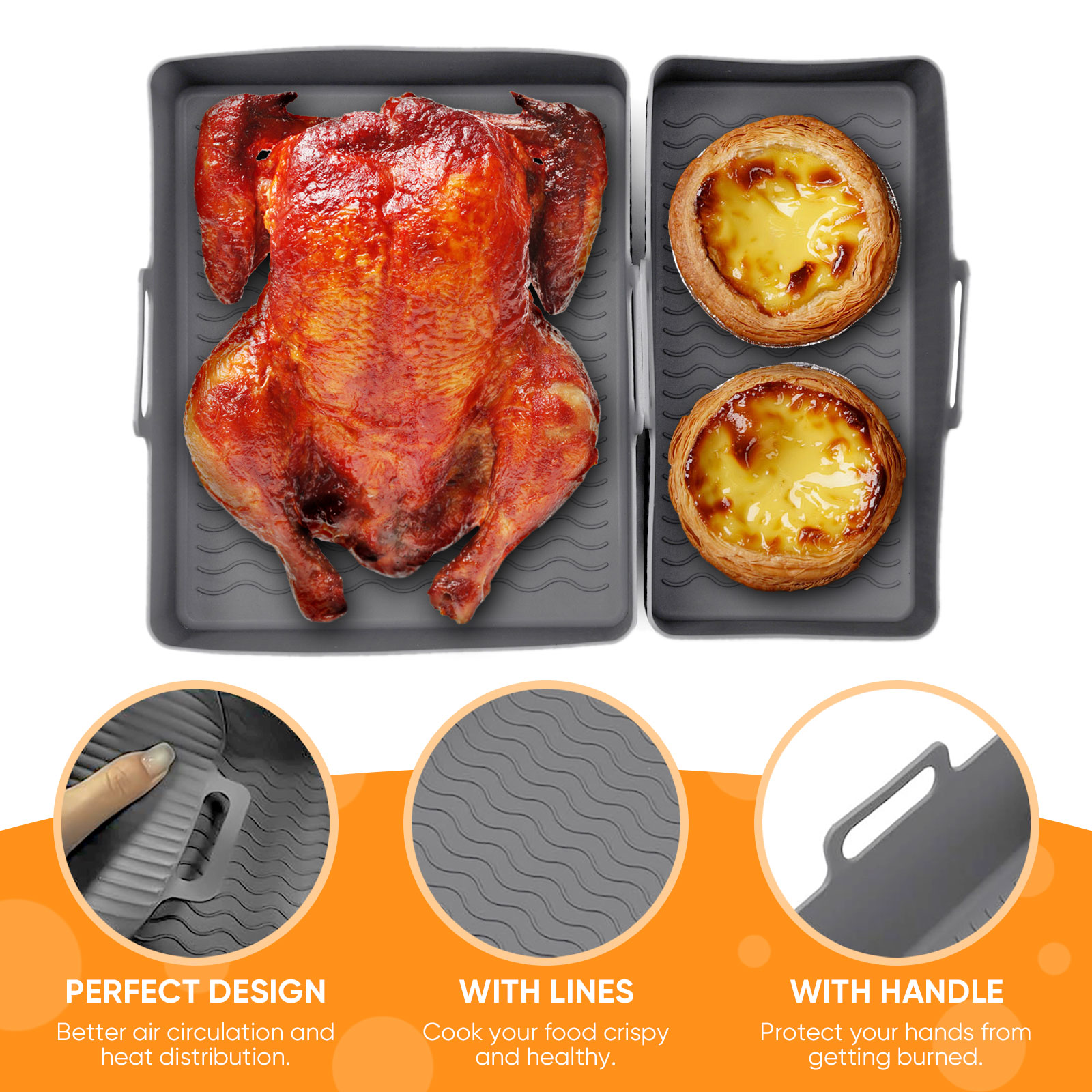 2pcs Set Silicone Air Fryer Ma - Kitchen Baking Tray Set review and price