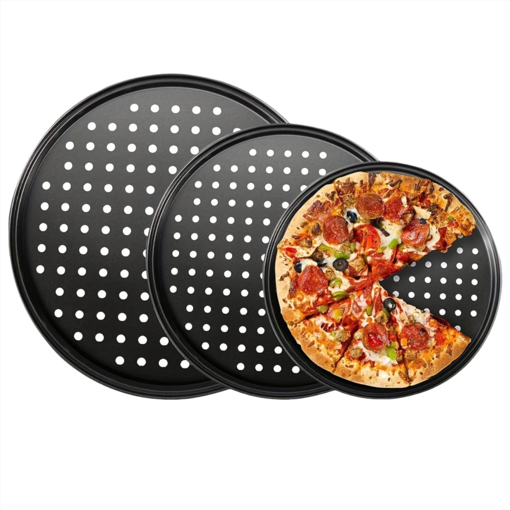 Carbon Steel Perforated Pizza  - Kitchen Baking Tray Set review and price